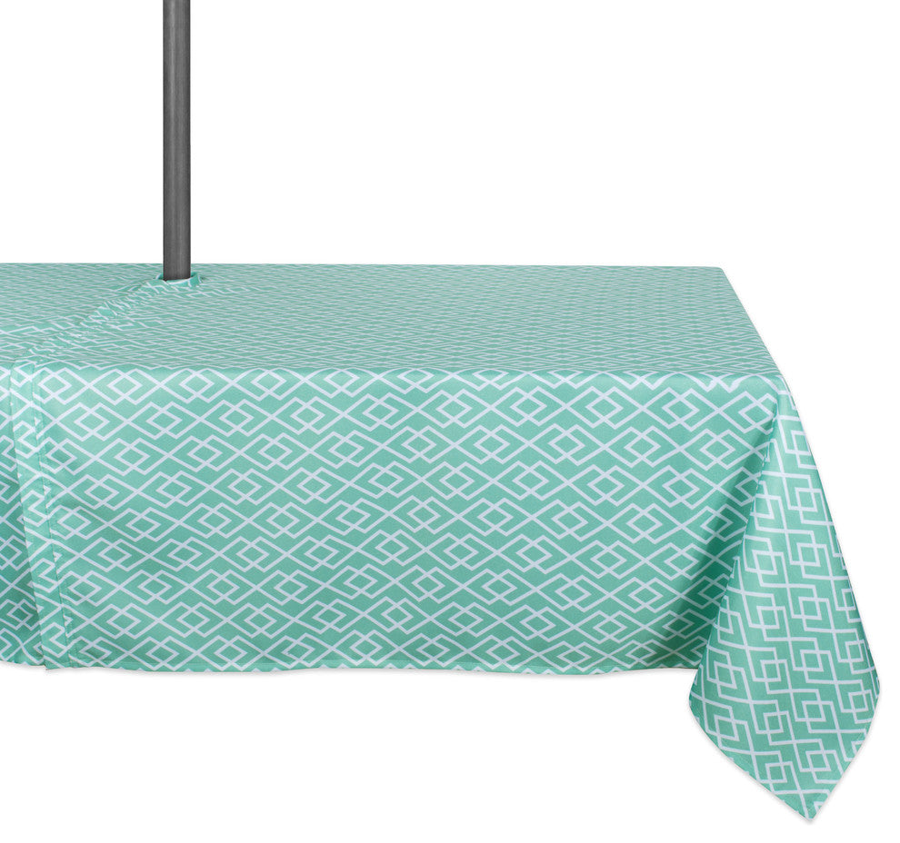DII Aqua Diamond Outdoor Tablecloth With Zipper 60"x84"