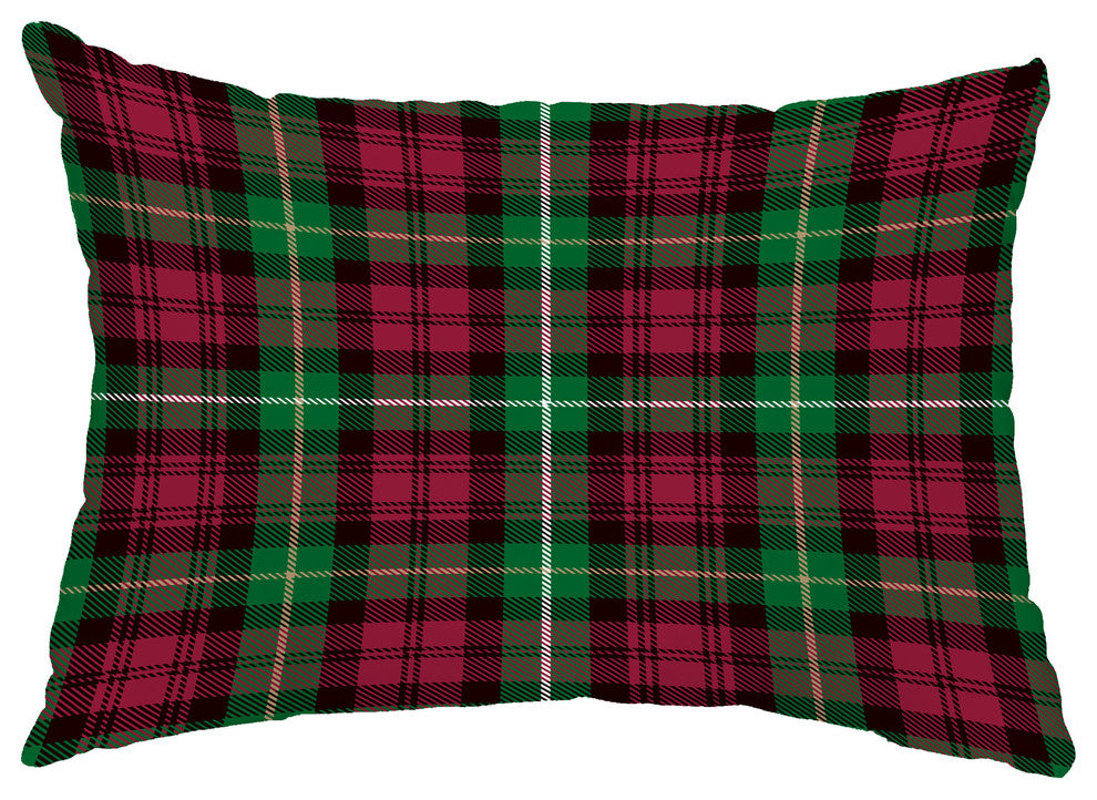 Tartan Plaid 14"x20" Holiday Print Decorative Outdoor Throw Pillow, Red