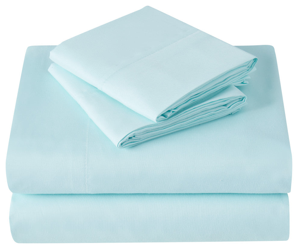 Kathy Ireland 4 Piece Brushed Microfiber Sheet Set, Light Blue, Twin