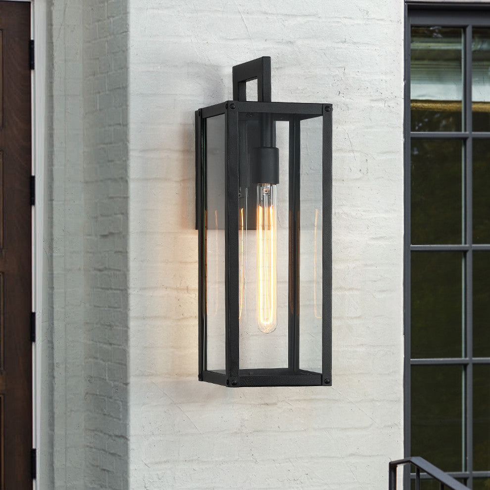 18.5"H 1-Light Black Outdoor Wall Sconce Lantern Light