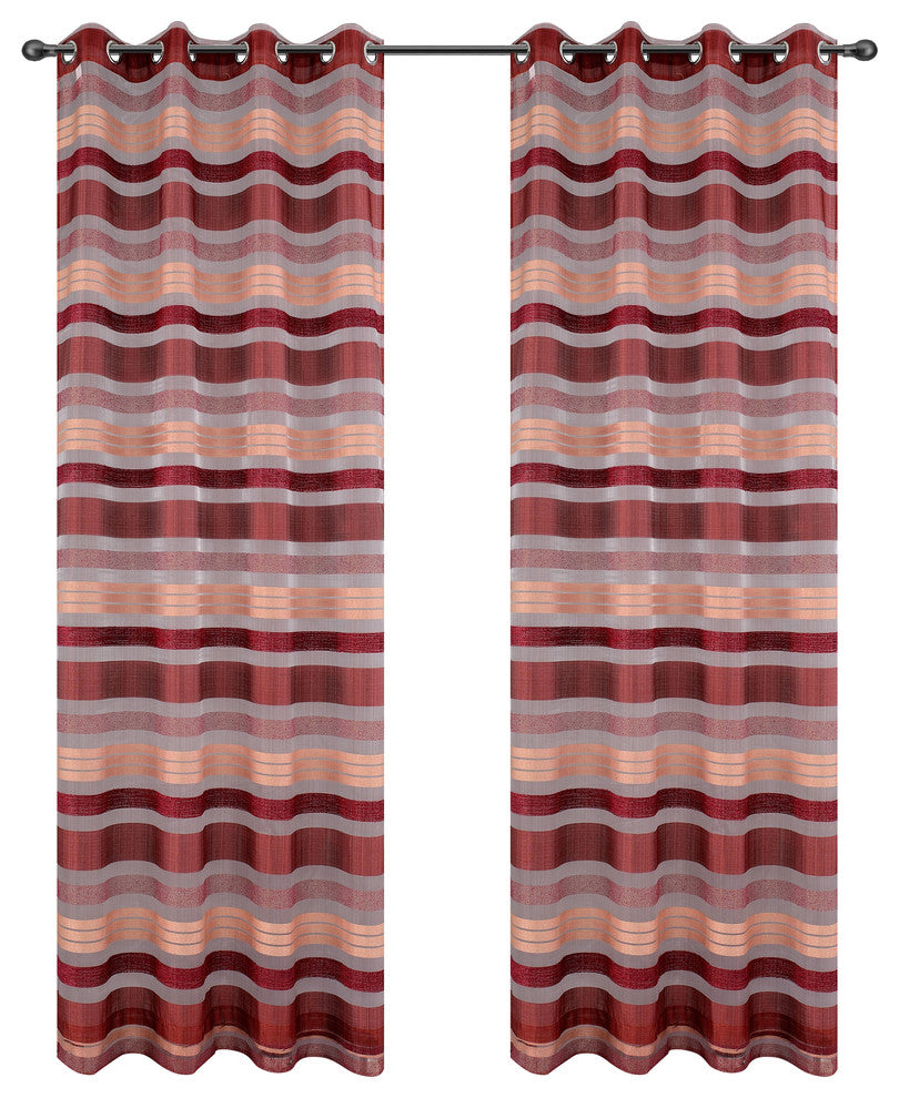 Becca Drapery Curtain Panels with Grommets, Burgundy
