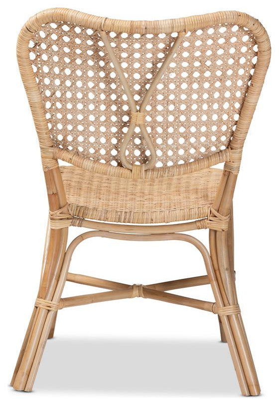 Nadira Modern Bohemian Natural Brown Finished Rattan Dining Chair