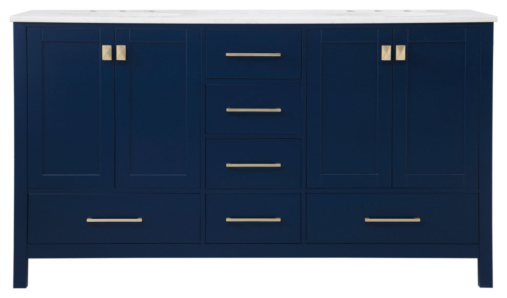 Blue 60" Double Sink Bathroom Vanity