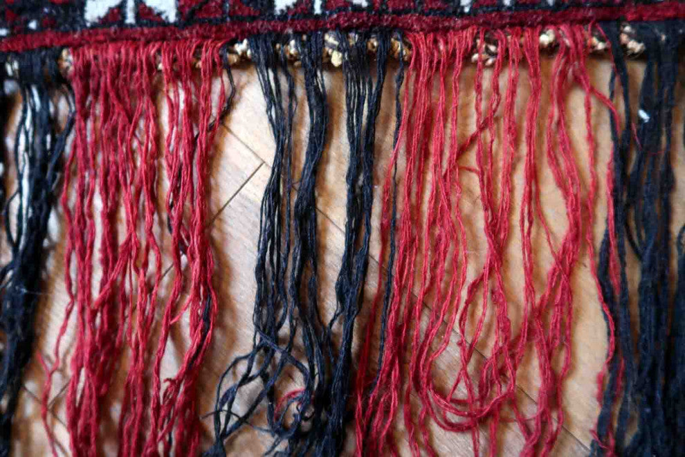 Handmade Vintage Turkmen Beshir Torba Rug 1.1'x4.1', 35cmx125cm, 1970s