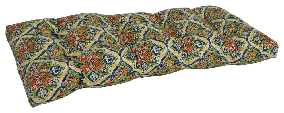 42"X19" Polyester Outdoor Tufted Loveseat Cushion, Splendor Festive