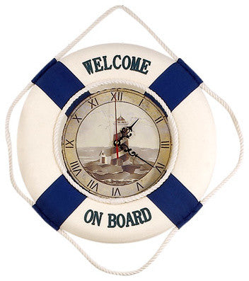 Welcome On Board Life Ring Clock
