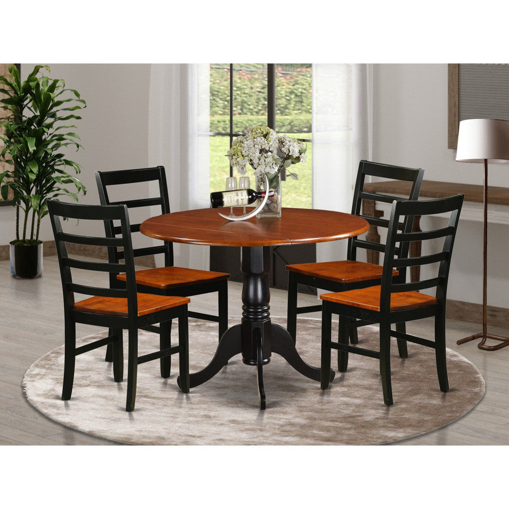 Dlpf5-Bch-W 5 Pc Kitchen Table Set -Dining Table And 4 Wooden Kitchen Chairs