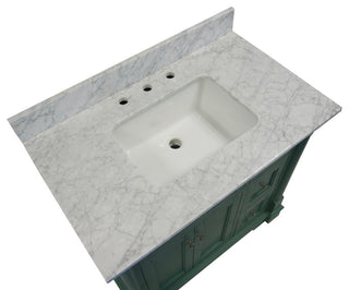 Sydney 36" Bathroom Vanity, Sage Green, Carrara Marble