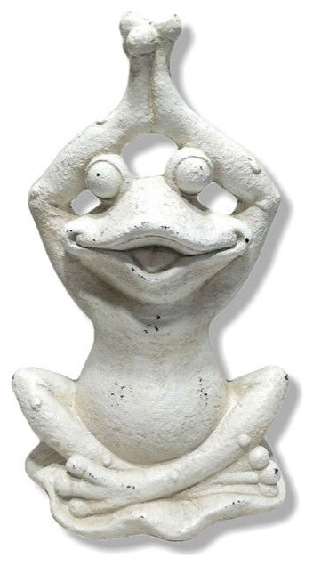 20" White Yoga Frog Indoor Outdoor Statue
