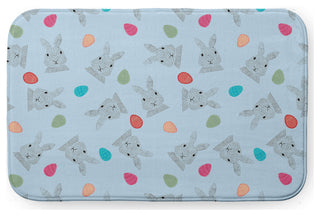 24" x 17" Bunnies and Eggs Bathmat, After Rain Blue