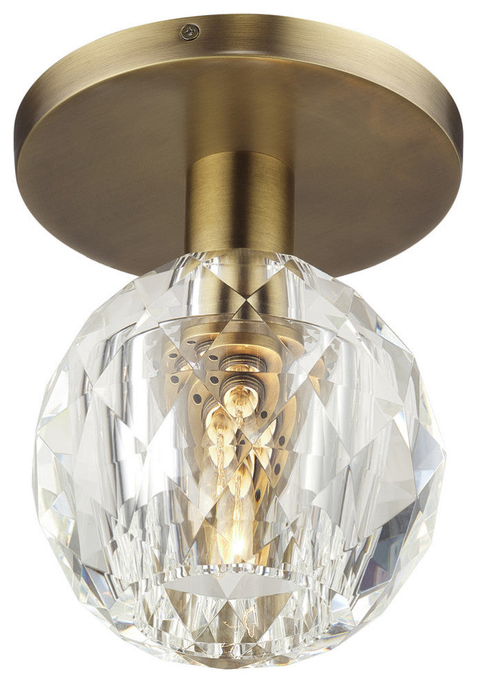 Whitfield 1-Light Natural Brass Crystal Semi-Flush