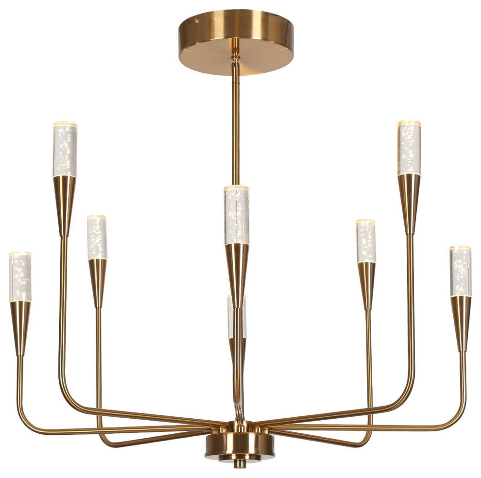 LNC 8-Light Polished Gold Candle Modern/Contemporary LED Indoor Chandelier