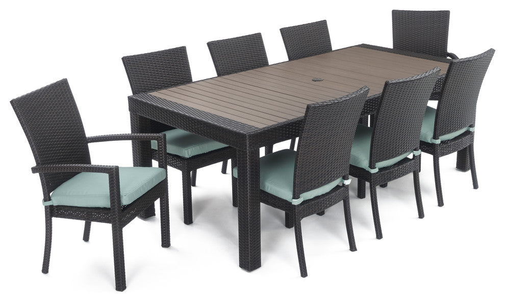 Deco 9 Piece Aluminum Outdoor Patio Dining Set, Mint