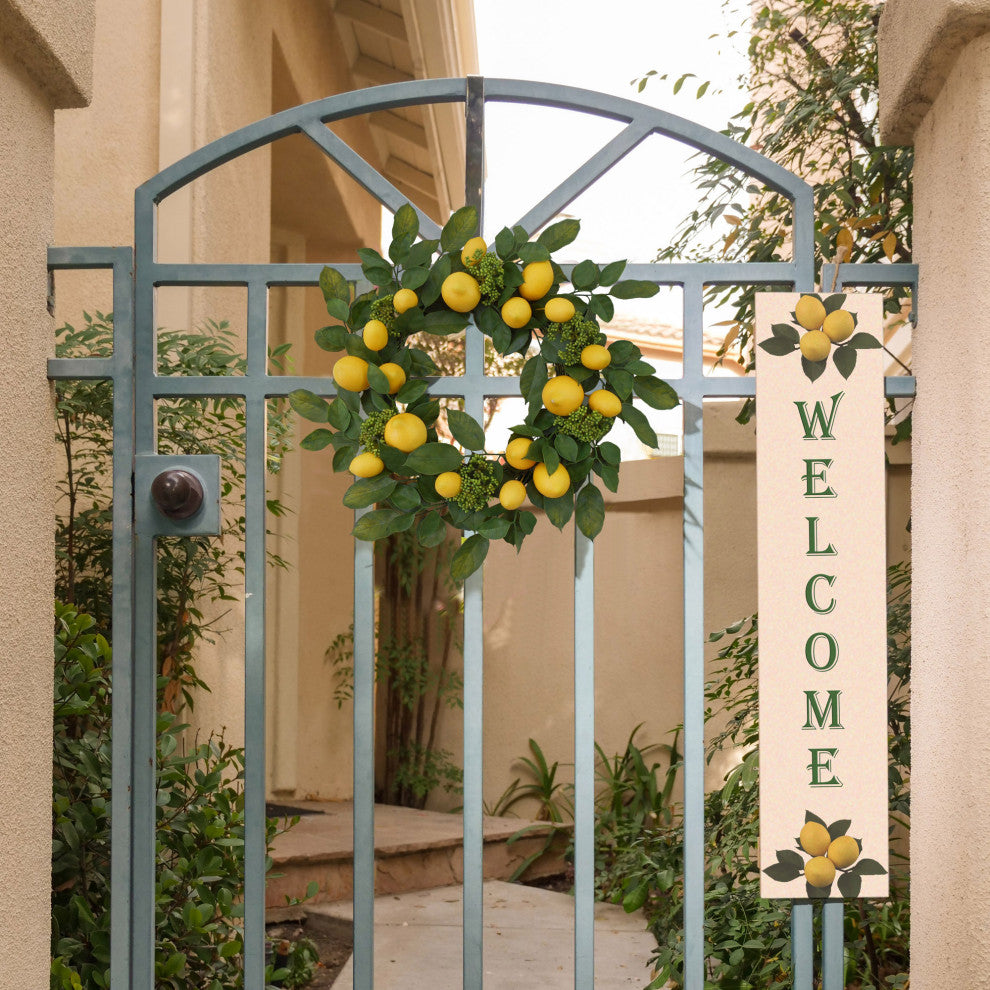 22" Farmhouse Style Artificial Lemon Wreath