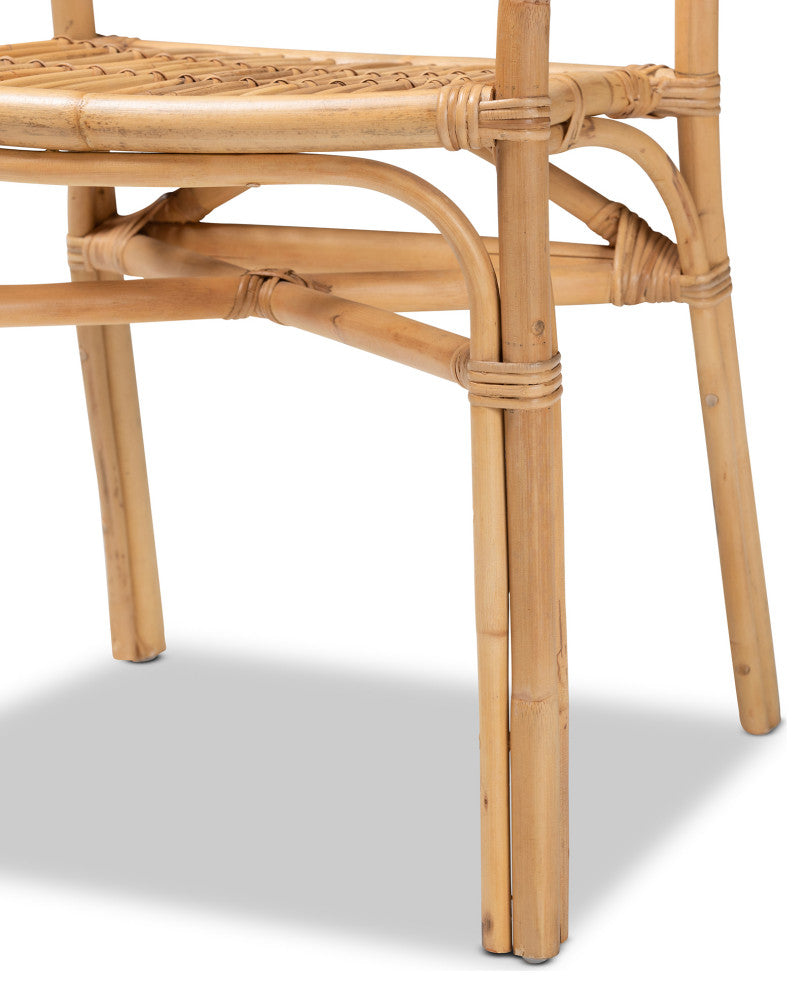 Tugera Modern Bohemian Natural Brown Rattan Dining Chair