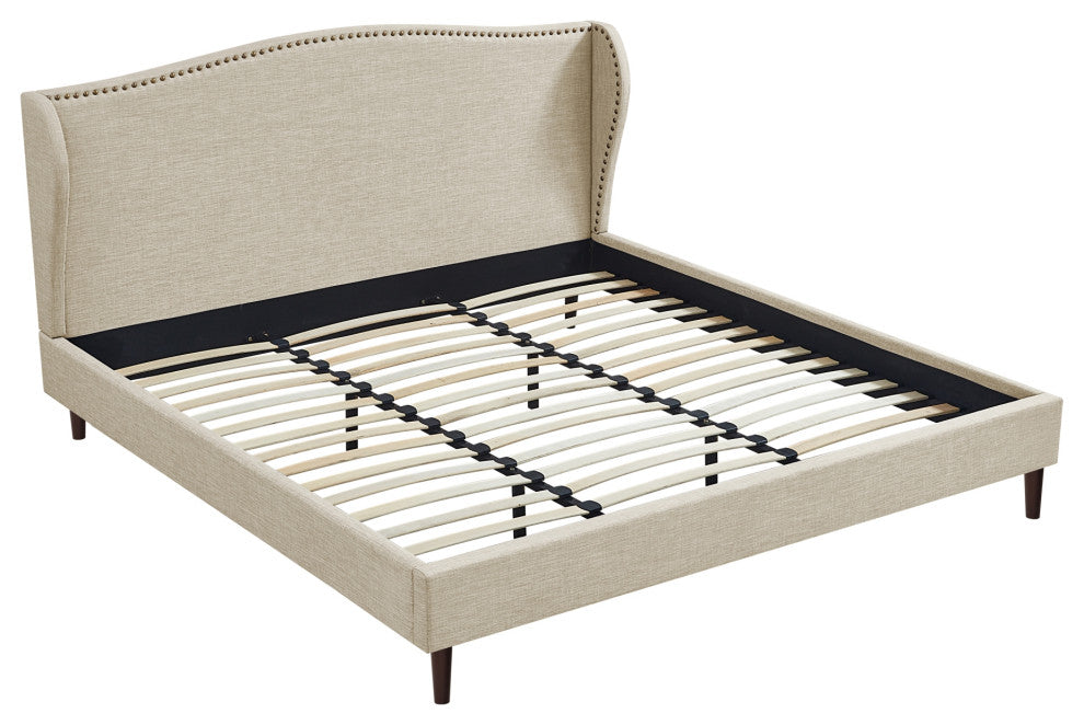 Rustic Mabor Caliana Bed, Linen, Beige, King