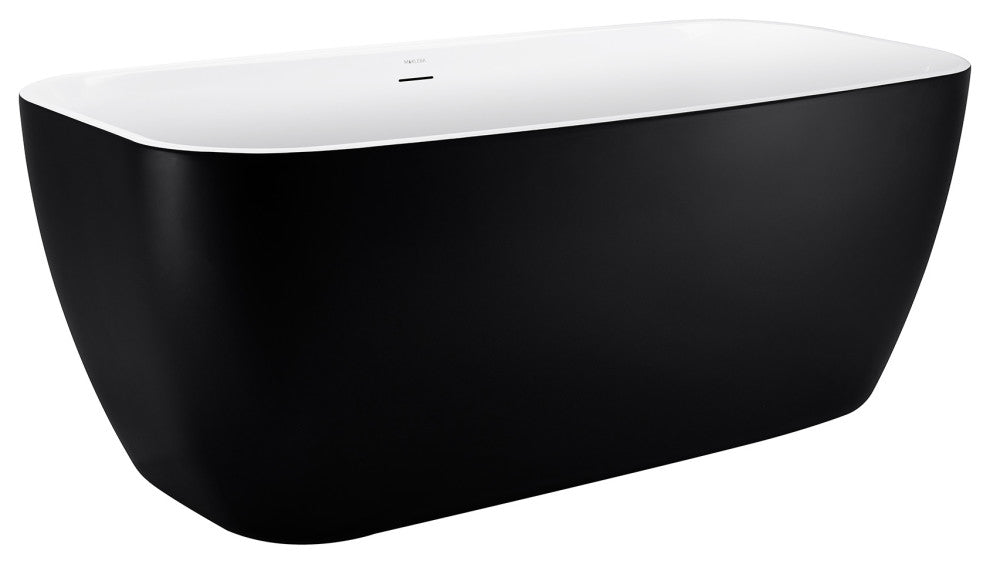 59" Acrylic Roll-Top Flatbottom Non-Whirlpool Bathtub, Black