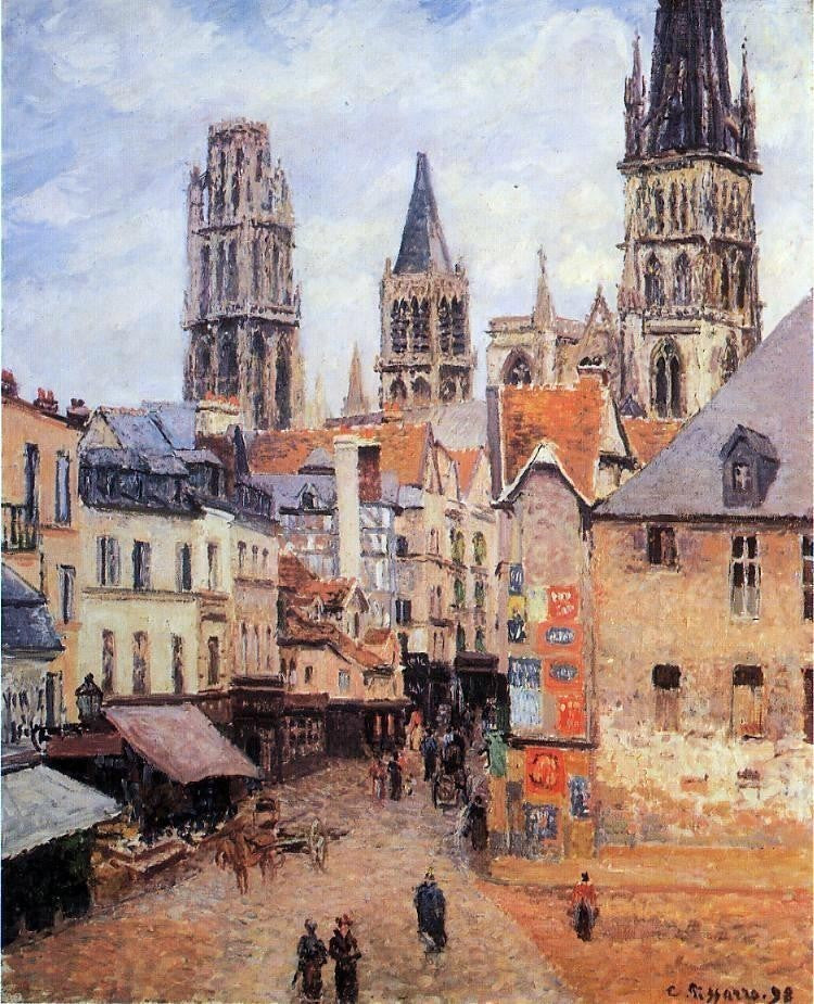 Camille Pissarro Rue de l'Eppicerie Rouen: Morning Grey Weather Wall Decal