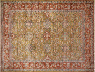 Turkish-Knotted Abdul Gold/Red Rug, 10'3x13'4"