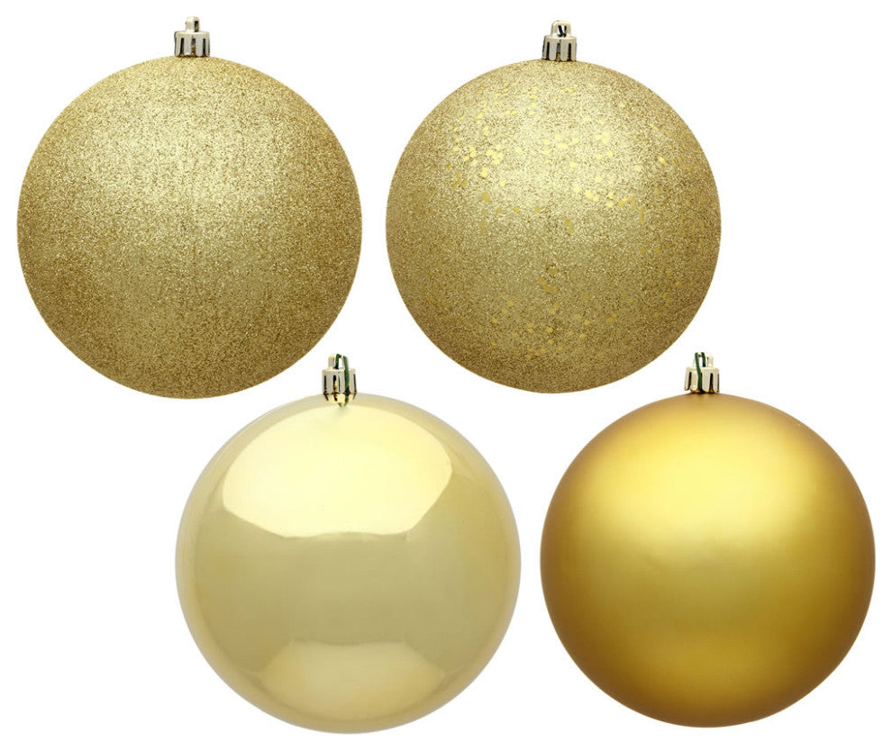 Vickerman N590808 3" Gold 4-Finish Ball Ornament Assortment, 16 per Box