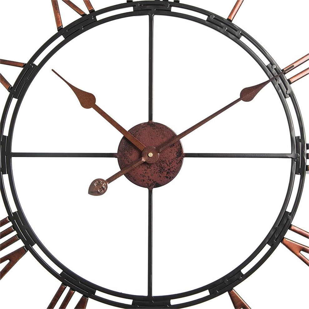 UTOPIA ALLEY Oversized Roman Round Wall Clock, 28" Diameter, Dark Bronze finish
