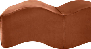 Wave Upholstered Bench, Cognac, Velvet