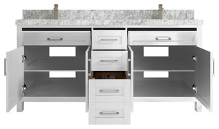 Cambridge 72 Double Sink Bath Vanity in White 2" Carrara Marble