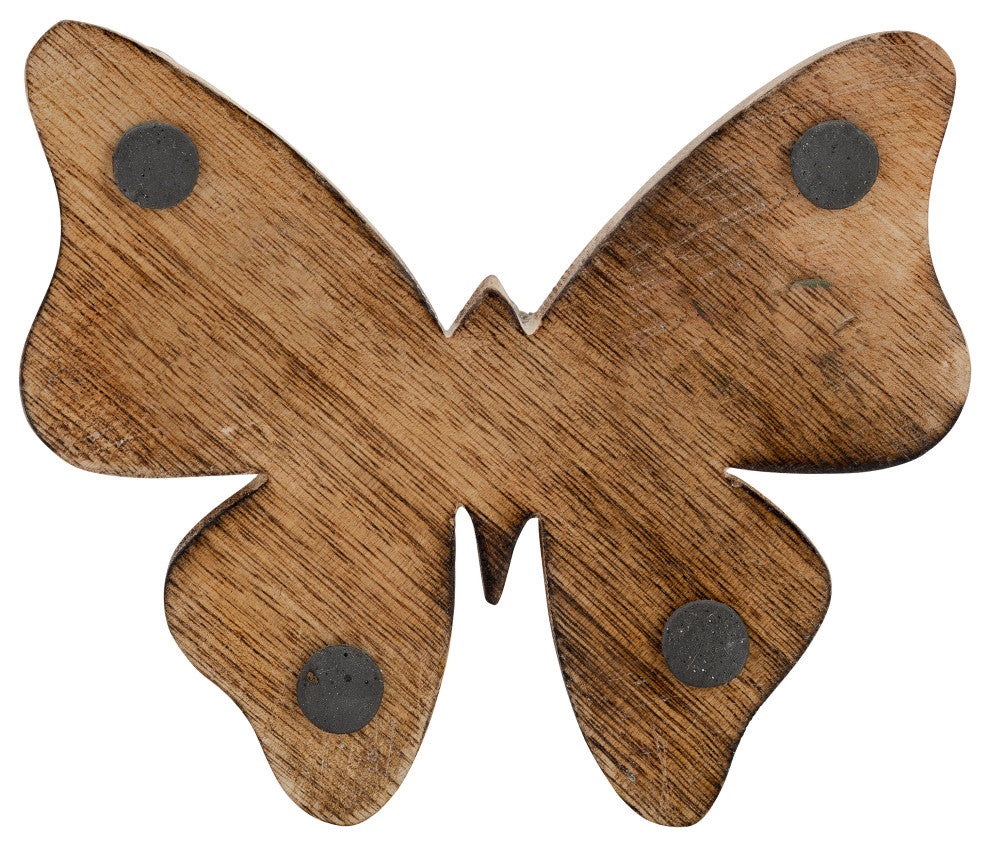 Glass, 6" Mosaic Butterfly, White