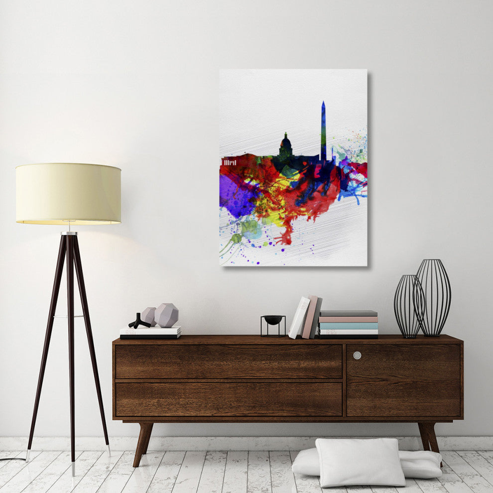 "Washington DC Watercolor Skyline 1" Fine Art Print