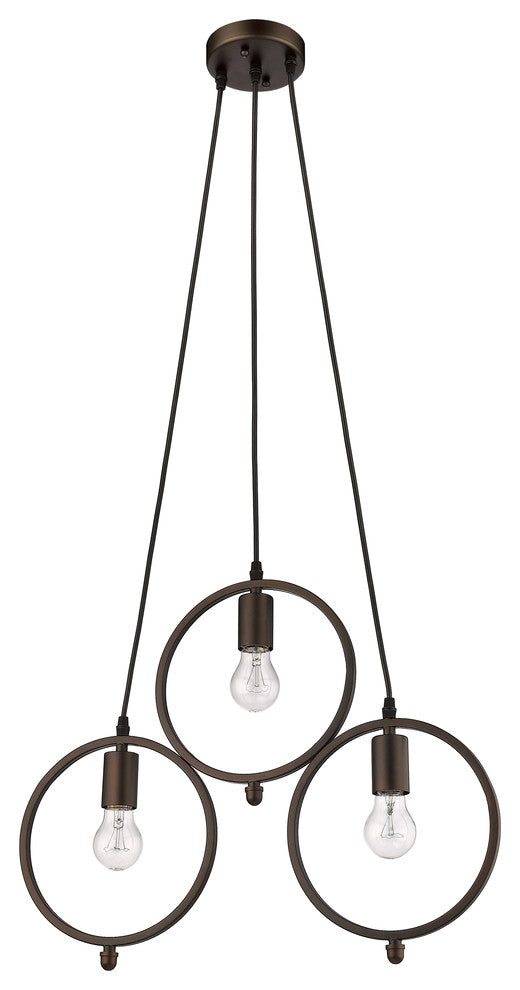 CHLOE Lighting IRONCLAD 3-Light Rubbed Bronze Ceiling Pendant 21.5"