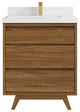 Madison Teak 30 Single Sink Bath Vanity in Dark Natural 2" White Quartz