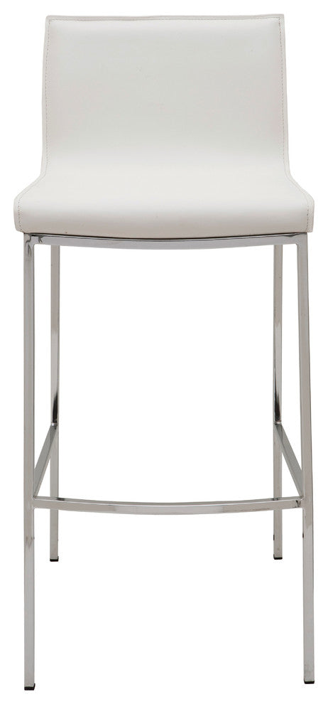Colter Leather Stool, White, Counter Height