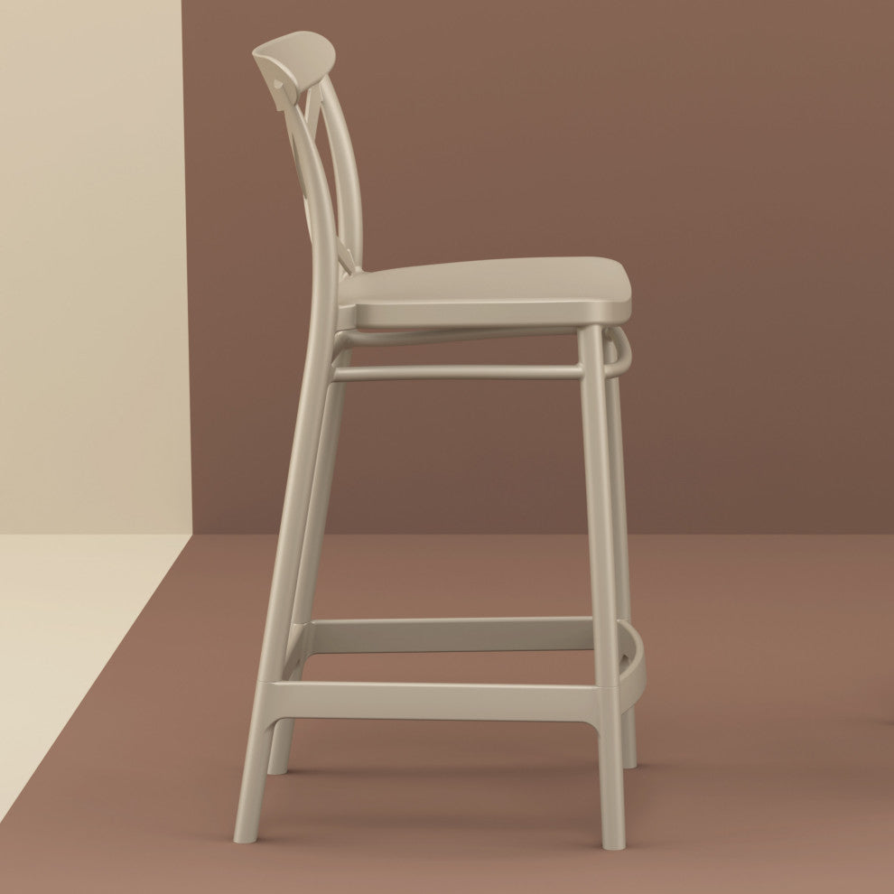 Cross Counter Stool, Set of 2, Taupe