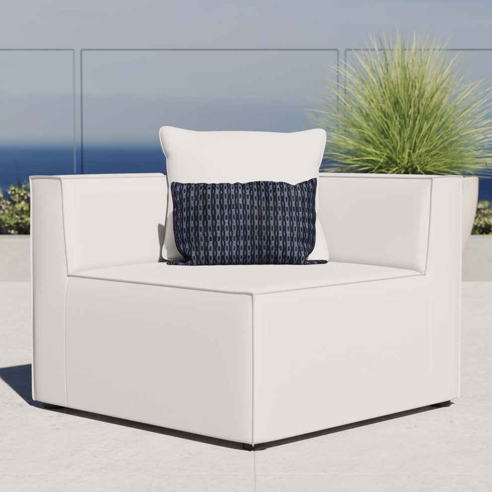Sofa Corner Chair, Fabric, White, Outdoor Patio Balcony Cafe Bistro Garden