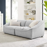 Loveseat Sofa, Fabric, Gray, Modern, Living Lounge Hotel Lobby Hospitality