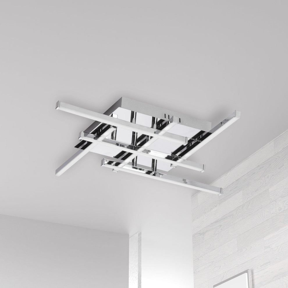 6 Light LED Flush Mount, Polished Chrome