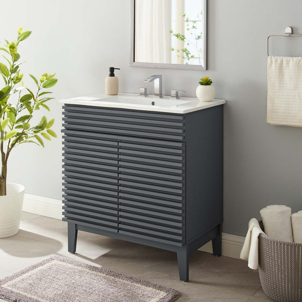Render 30" Bathroom Vanity Cabinet, Gray White
