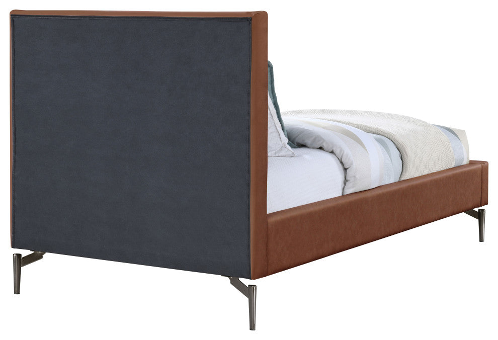 Gallo Vegan Leather Upholstered Bed, Cognac, Twin