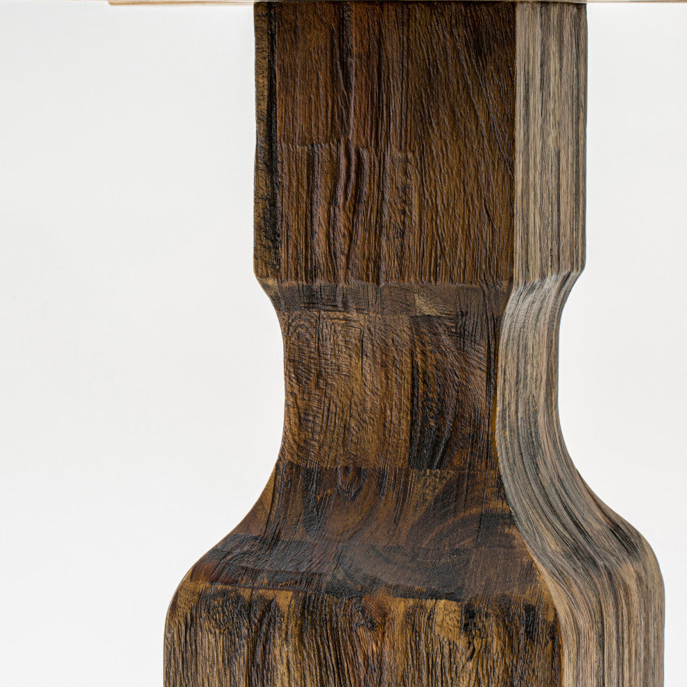 Round Dining Table, Rustic Rubberwood Table, Distressed Jacobean Finish, 48"