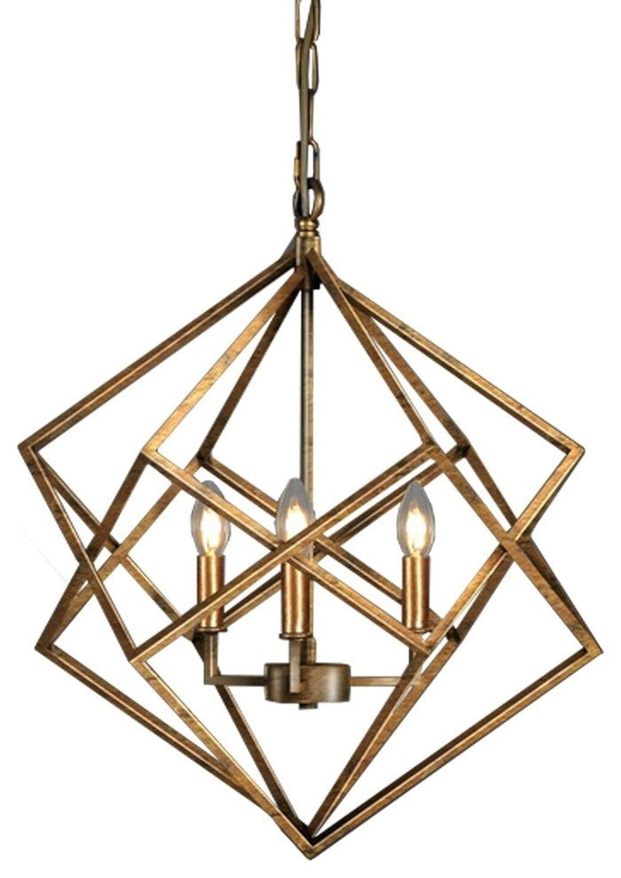 Vista Geometric Antique Gold FinishCandle Style Chandelier