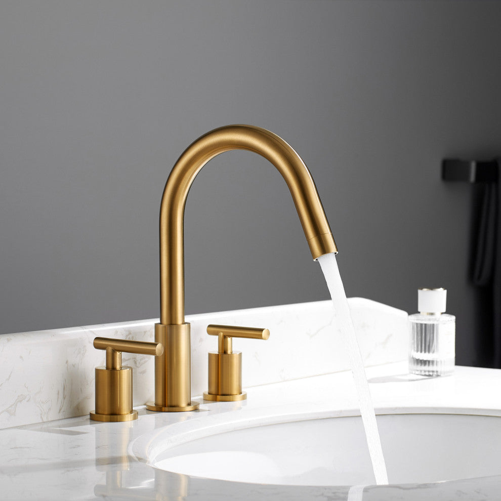 Lodosa Widespread Bathroom Basin Sink Faucet, Brushed Gold