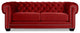 Nativa Interiors Cornell Chesterfield 72" Sofa, Red, Deep Plush Depth