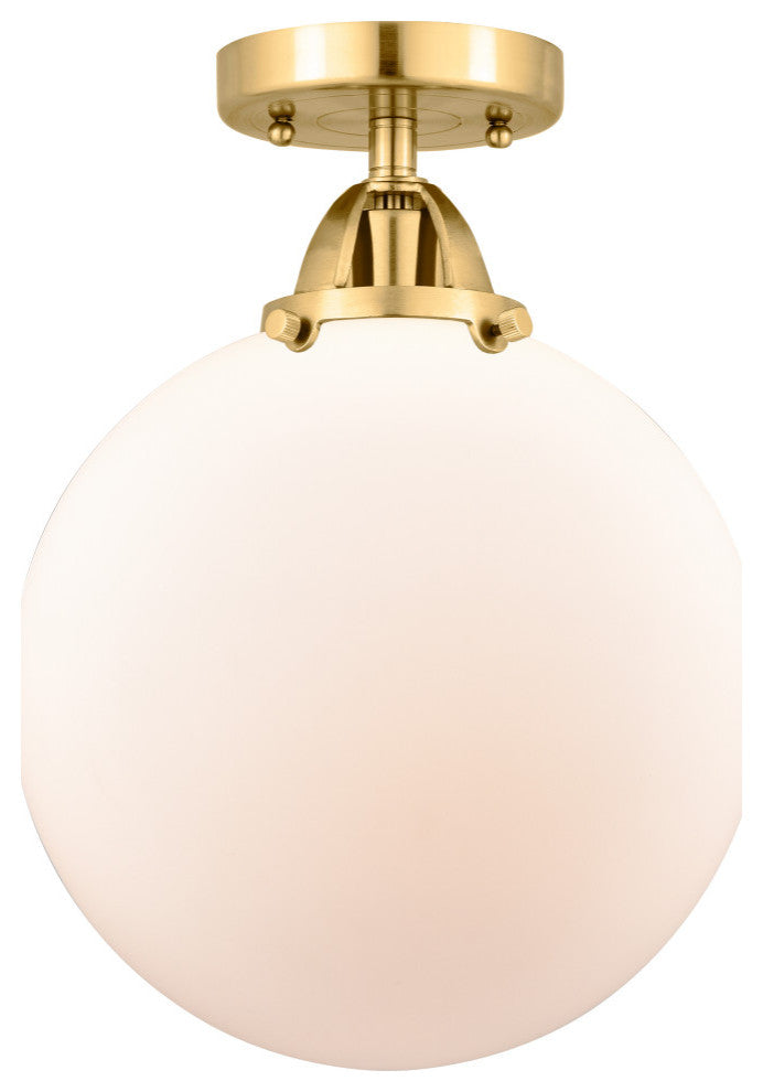 Beacon Semi-Flush Mount, Satin Gold, Matte White, Matte White