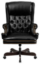 High Back Traditional Tufted Black Leather Executive Swivel Office Chair