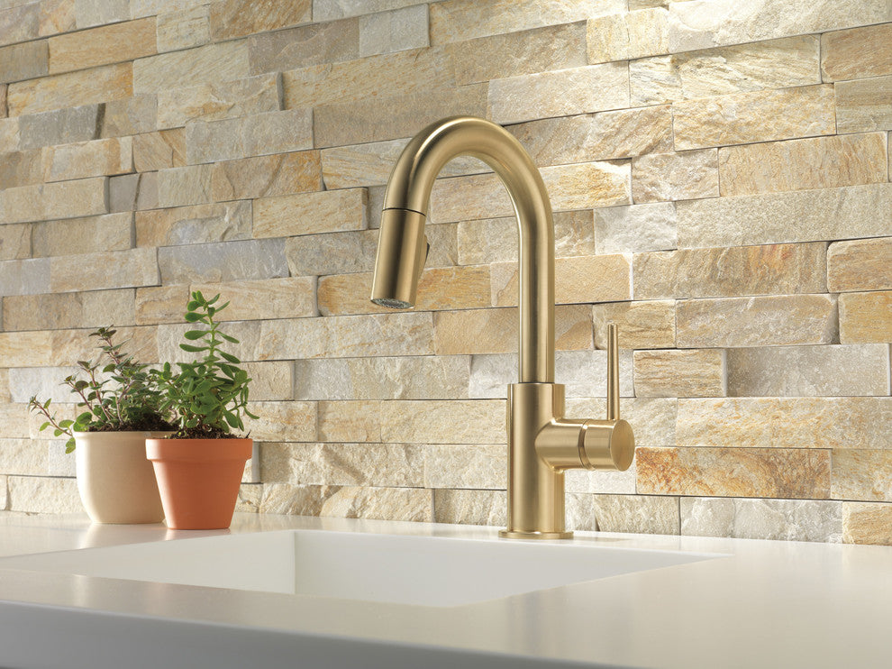 Delta Trinsic Single Handle Pull-Down Bar / Prep Faucet, Champagne Bronze