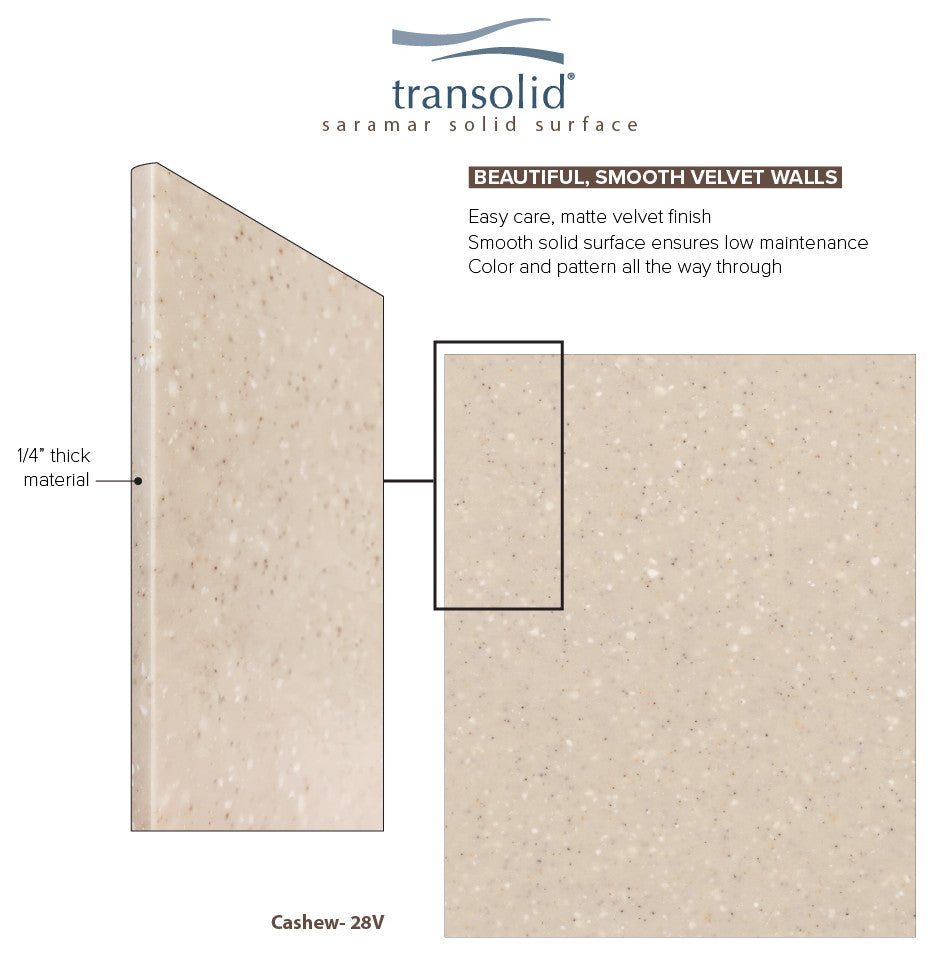 Transolid SaraMar 48"x36"x96" 6-Piece Shower Wall Kit, Cashew Velvet