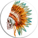 Skull With Feathers, Digital Disc Metal Artwork, 11"