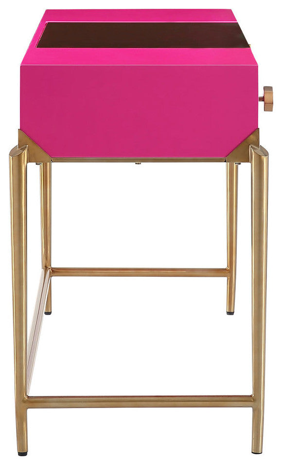 TOV Furniture Bajo Pink Lacquer Desk