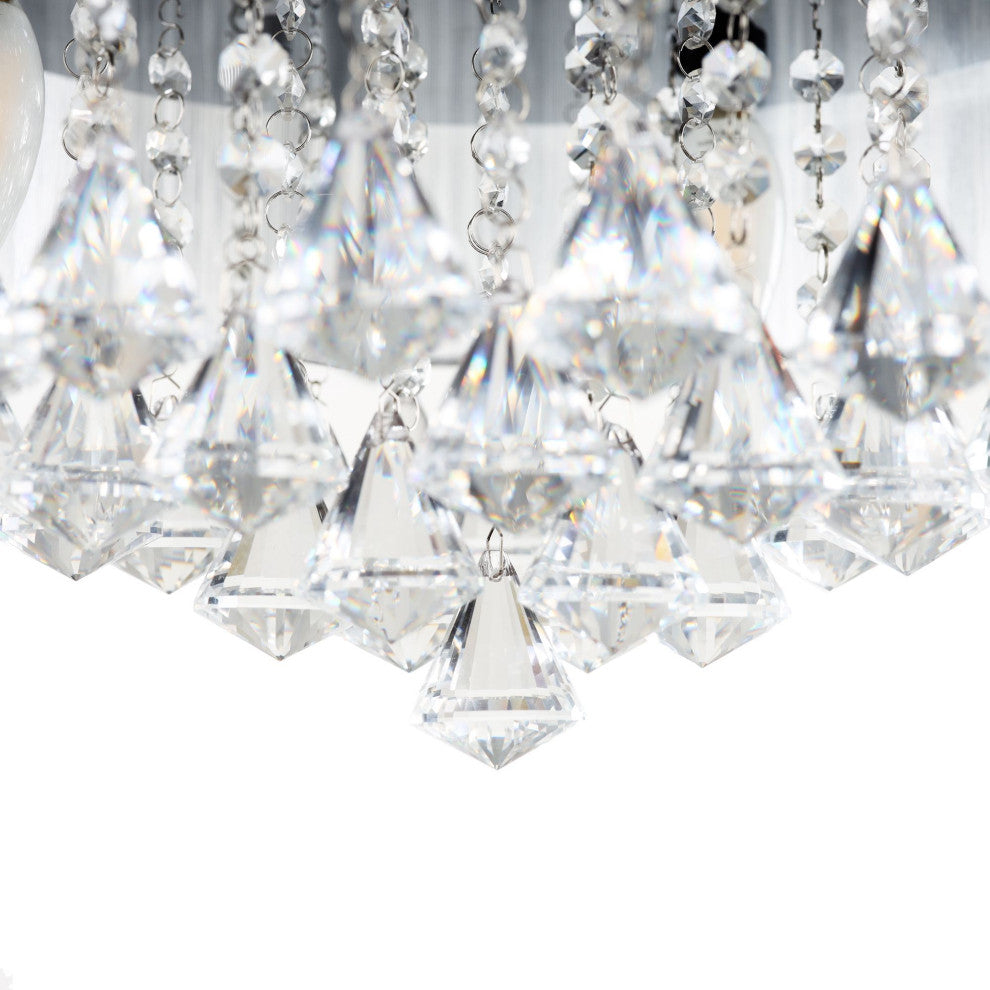 36 Inch Chrome Crystal Ceiling Fan With Remote, Retractable Blades