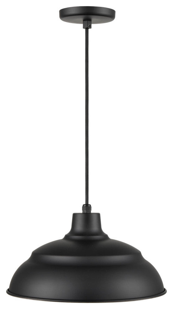 R Series Collection 1 Light 14 in. Satin Black RLM Warehouse/Cord Hung